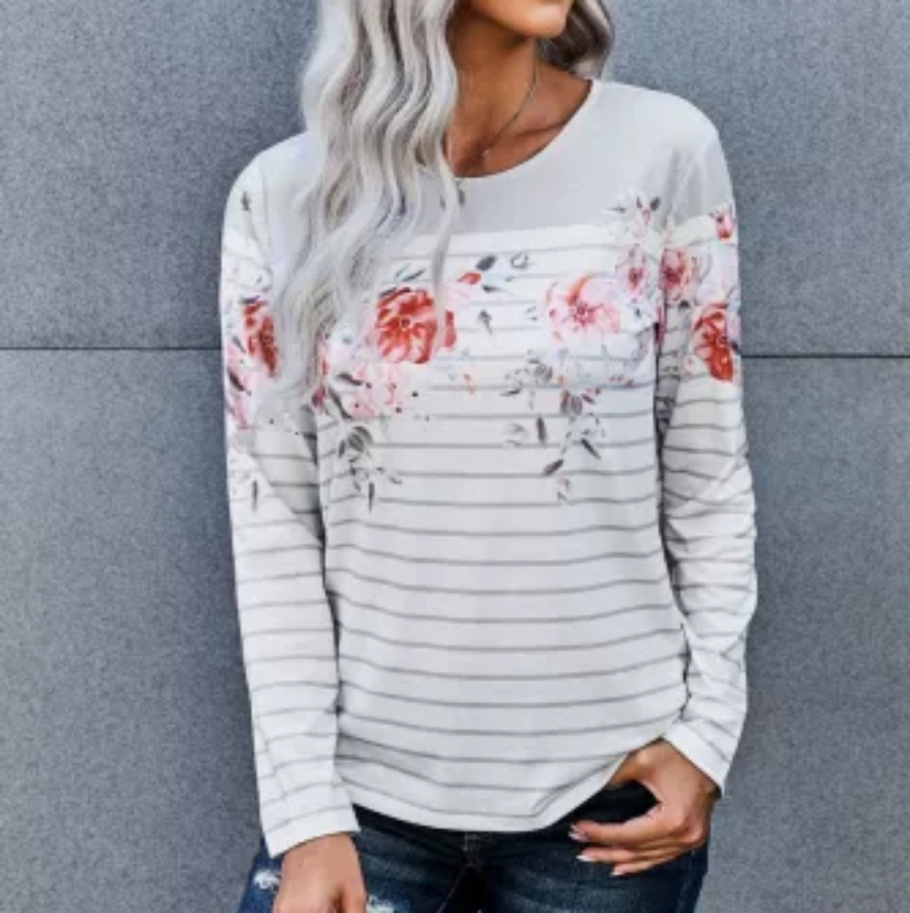 Women's Floral Striped Top